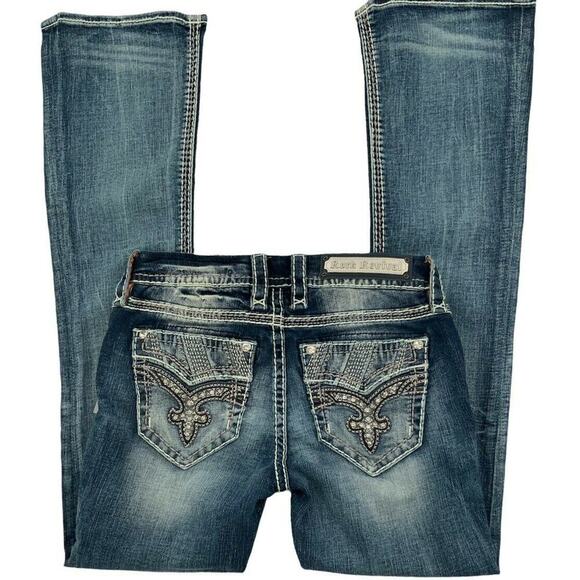 Rock Revival Liri Jeans Womens Size 26 Embroidered Thick Stitches Whiskers Denim - Picture 7 of 12
